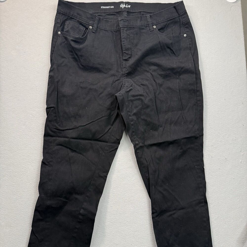 Style & Co Black Jeans Women's 16W Plus Straight Leg Mid High Rise Stretch